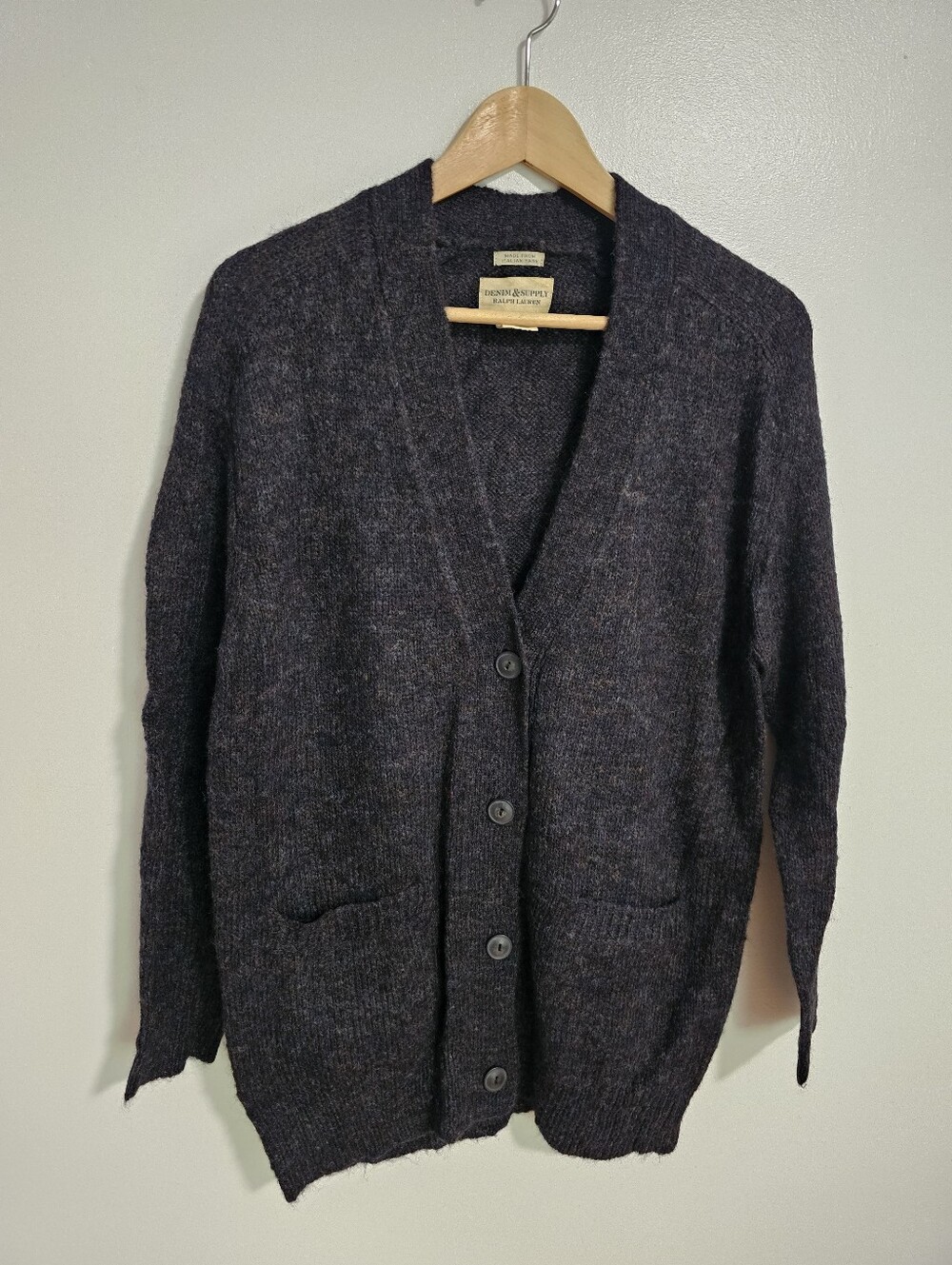 Denim & Supply Ralph Lauren Gray Boyfriend Cardigan Wool Mohair Blend XS Grandpa